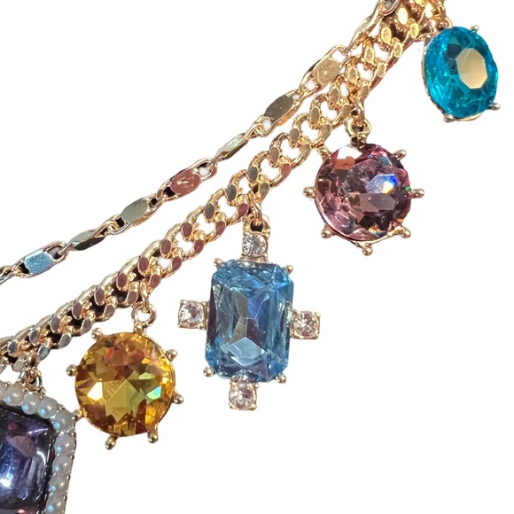 House of Harlow 1960 NWT Stunning Multi-Jeweled Gold-tone Statement Necklace - Picture 4 of 10